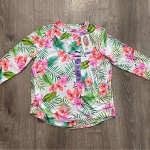 Hurley Floral Size XS  Long Sleeve Sun Top UPF 50